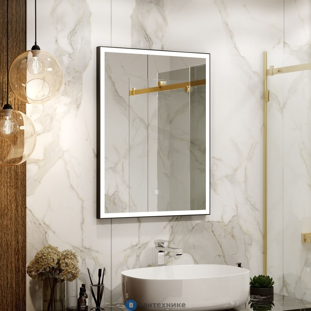 Зеркало CONTINENT Frame Black LED 600х800 (ЗЛП948)