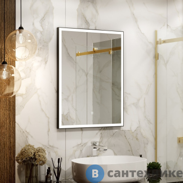картинка Зеркало CONTINENT Frame Black LED 600х800 (ЗЛП948)