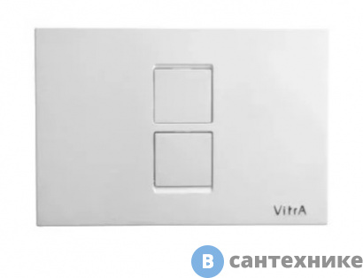 картинка Кнопка смыва Vitra Twin 748-0101 стекло, белый глянец, кнопки хром (для инсталляций 748-ххх-хх и 750-ххх-хх)