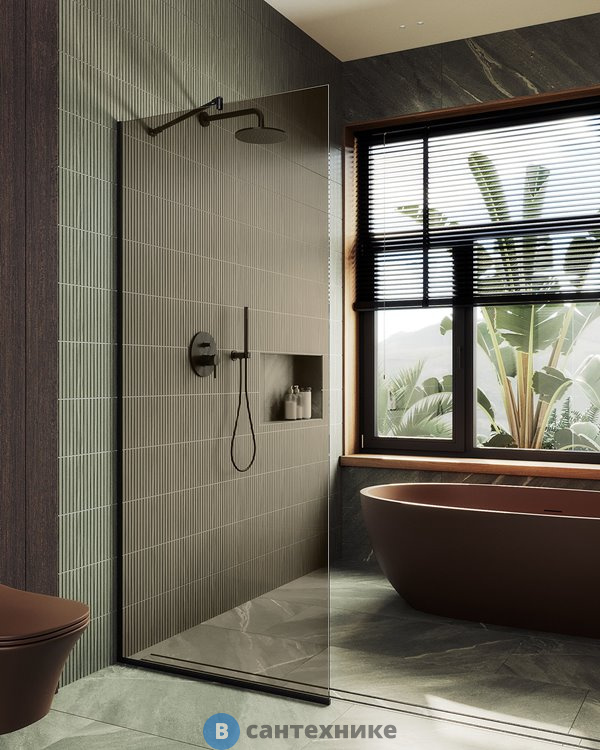 Душевая перегородка в профиле MaybahGlass 1950*690 Стекло 8 мм Бронза (MGD-702-6у)