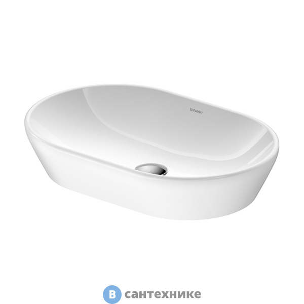 Раковина Duravit D-Neo , овал 600х400 мм, без перелива, без отв под смес, белый (2372600070)