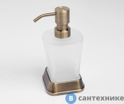 картинка Дозатор для жидкого мыла WasserKRAFT Exter K-5599, 300 ml металл, матовое стекло, покрытие "светлая бронза"