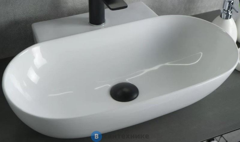 Раковина GID-ceramic N9234 накладная, белый (560х390)