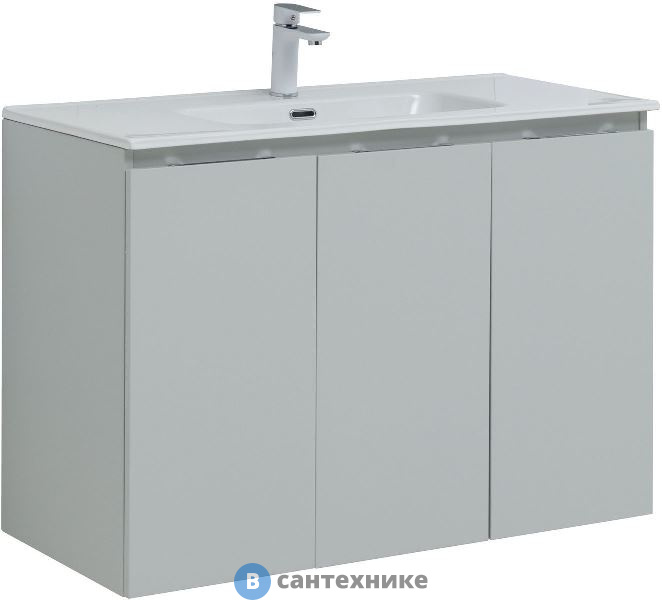 Тумба под раковину Aquanet Алвита new 100 подвесная 3 дв. серый (277532)