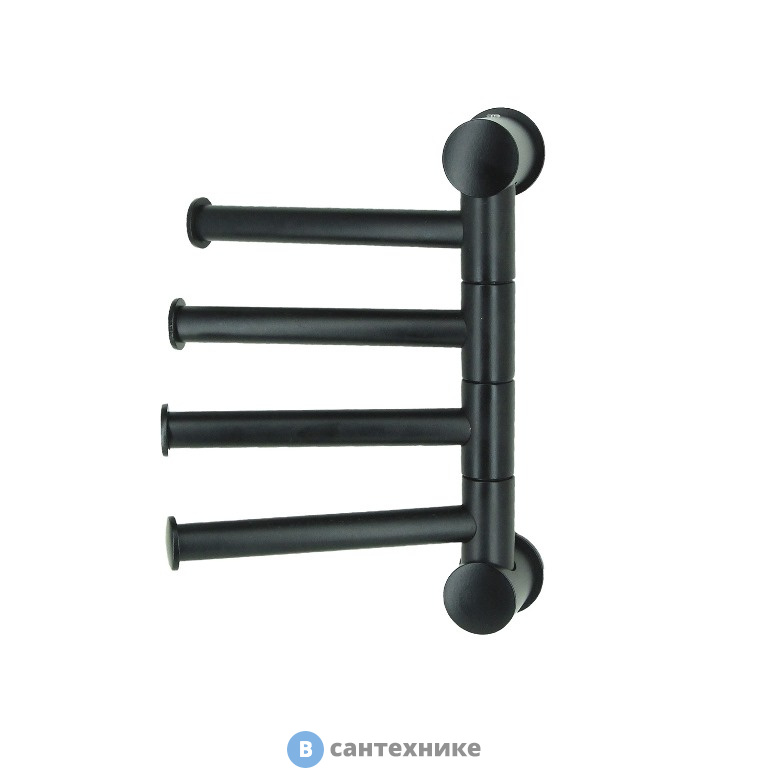 Держатель WasserKRAFT K-1054 BLACK полотенец четверной