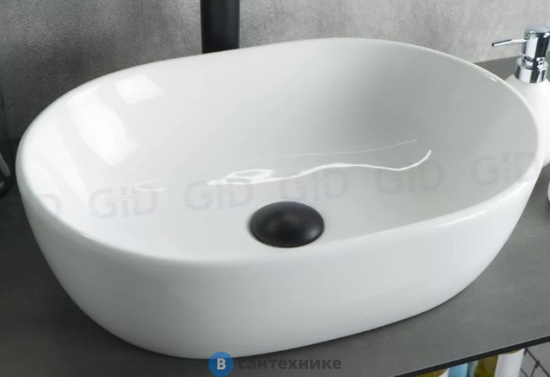 Раковина накладная GID-ceramic N9026b белый (480х350х135)