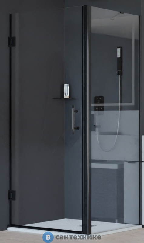 Душевой уголок RGW HO-045-B (HO-011B + Z-050-2B + держ) чёрный/Прозрачное/8 мм 90* 70*195 (350604597-014), без поддона