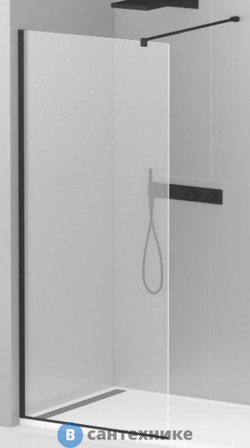 Душевая перегородка Cezares LIBERTA-L-1-110-120-C-NERO с односторонним входом, стекло прозрачное, профиль чёрный, 1100x1200x1950 мм