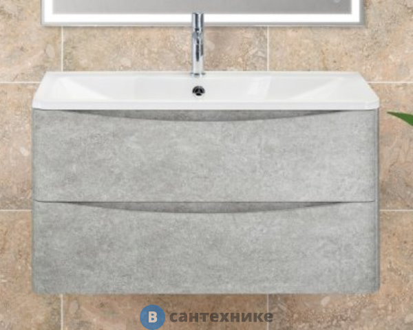 Тумба под раковину BelBagno 100 см ACQUA-1000-2C-SO-CVG подвесная с двумя выкатными ящиками, Cemento Verona Grigio