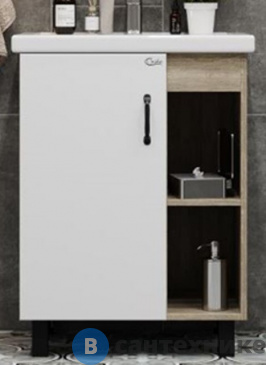 картинка Тумба с раковиной Onika ТИМБЕР 60.01 белый мат./дуб сонома (ум.ФОСТЕР-60) (106115)