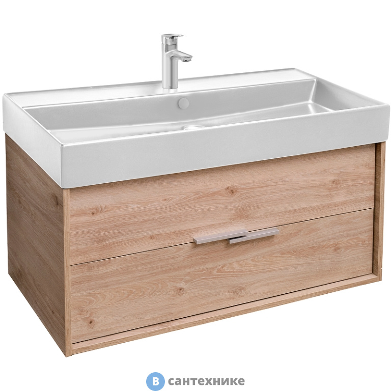 Тумба под раковину Jacob Delafon VIVIENNE EB1668-E75-E75 100 см, корпус дуб давос натуральный, фасад дуб давос натуральный
