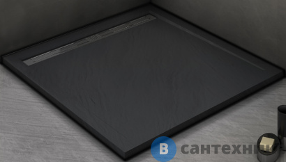 картинка Душевой поддон WELTWASSER WW TRS 100 STONE-BL Черный 1000х1000х30 мм