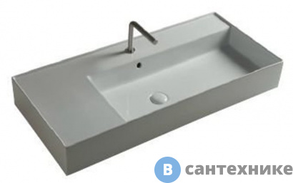 картинка Раковина TECLA TWENTY TW11011 чаша справа белый глянцевый, 101x46x12,5