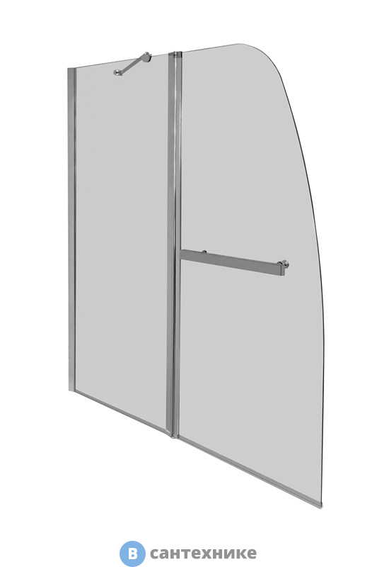 Шторка на ванну Parly F03 (130*120) прозрачное стекло 5 мм, распашная с вешалкой для полотенец