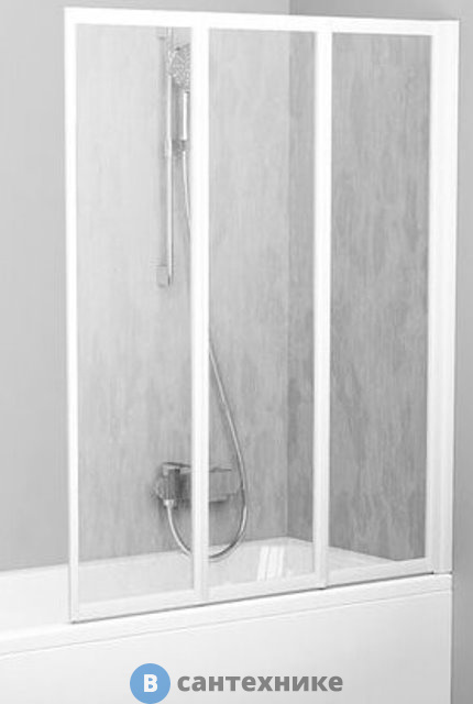 Шторка на ванну Ravak Supernova VS3 115 белая + Раин (795S010041)