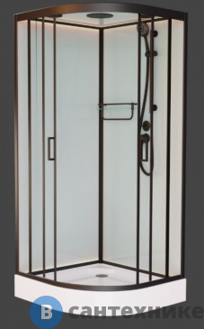 картинка Душевая кабина Frank F410 М Black низкий поддон матовое стекло
