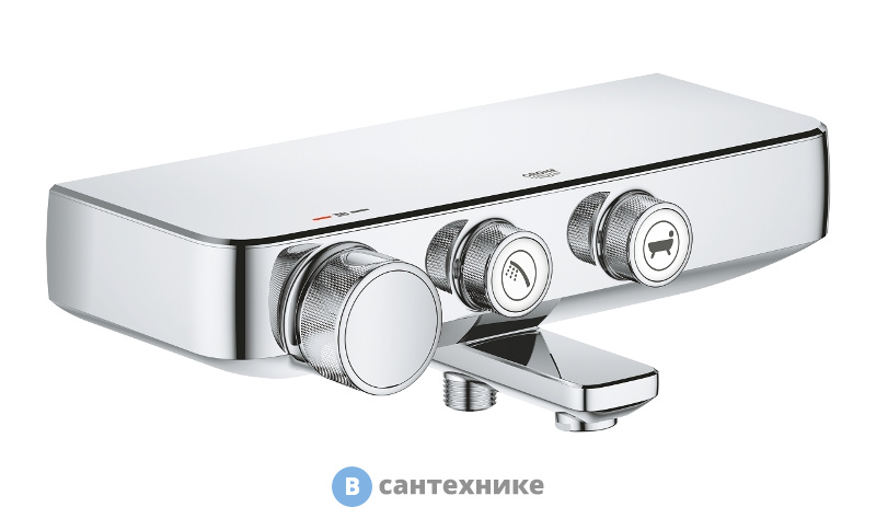 Термостат Grohe 34718000 GRT SmartControl для ванны, настенный монтаж, полочка, 2 кнопки управления
