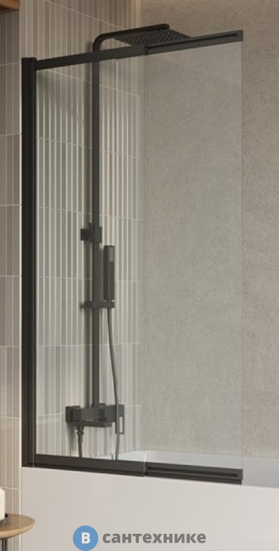 Душевая шторка BelBagno LUCE-VF-11-100/145-C-NERO на ванну