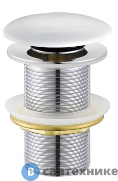 картинка Донный клапан Cezares CZR-SC-Bi с системой "Клик-клак" без перелива, белая керамическая крышка