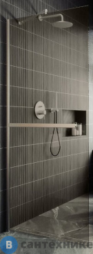 картинка Душевая перегородка в профиле MaybahGlass 1950*790 Стекло 8 мм Бронза +Полотенцесушитель (MGD-727-5ш)