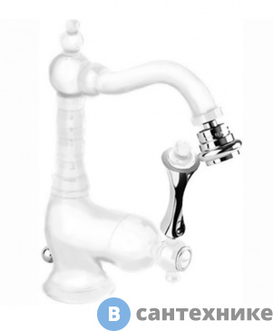 картинка Смеситель Cezares MARGOT-BSM2-BLC на биде однорычажный c донным клапаном, Bianco Lucido Cromo