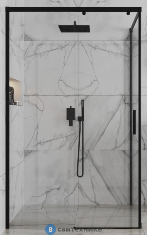 Душевое ограждение Paini Dax 84YO12080 120х80 см, прямоугольное, раздвижное, универсальное, чёрный, без поддона