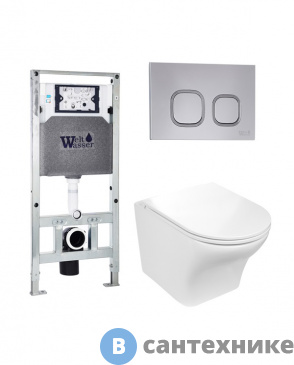 картинка Унитаз с инсталляцией WELTWASSER и кнопкой смыва (AMBERG 506 ST + ODENBACH 004 GL-WT + AMBERG RD-CR)