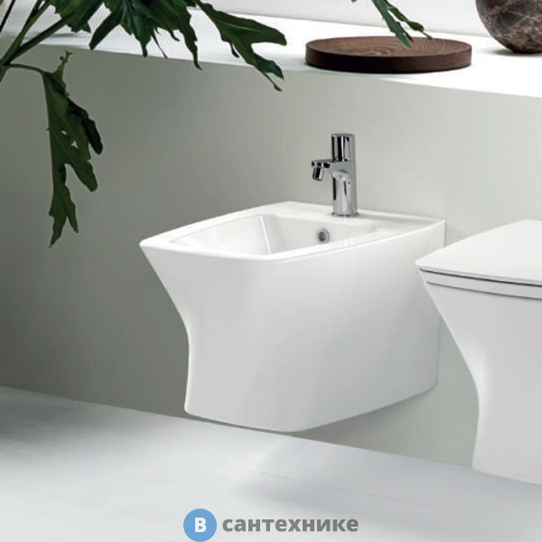 Биде подвесное AZZURRA Hera 57х38х36,5 см, с 1 отв под смеситель, с крепежом, белый (HEBKS000000MBI*1)