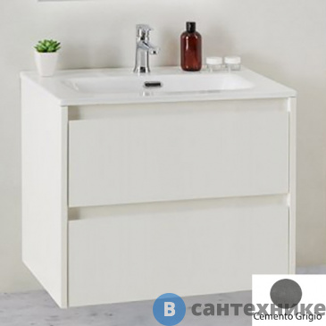 картинка Тумба под раковину BelBagno KRAFT 39 подвесная с двумя выкатными ящиками, Cemento Grigio, 600х390x500 (KRAFT 39-600/390-2C-SO-CG)