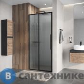 Дверь в нишу Niagara Nova NG-84-L9FHB (90х195) черный матовый, раздвижная влево, стекло рифленое