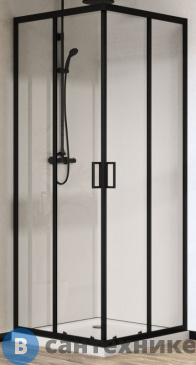 картинка Душевой уголок Vincea City VSS-5CT900CLB, 900*900, черный, стекло прозрачное, без поддона