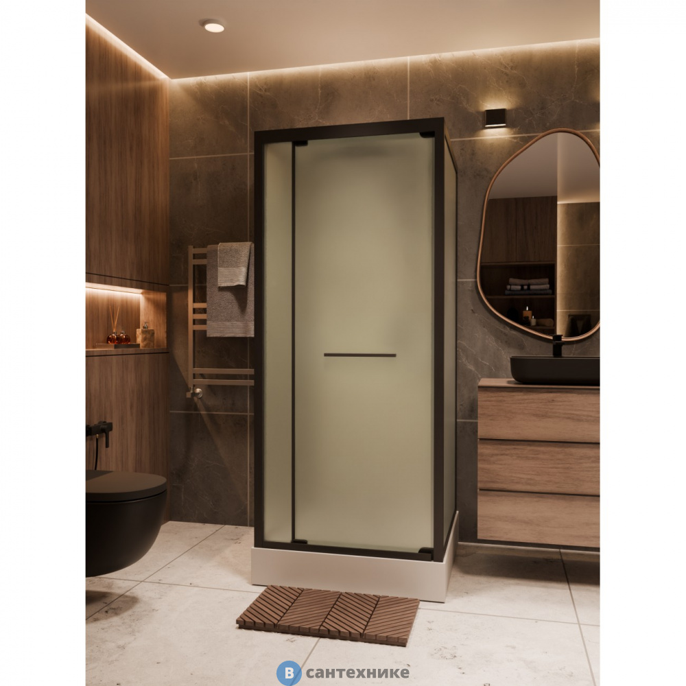 Душевая кабина Frank F401 М Black низкий поддон, матовое стекло