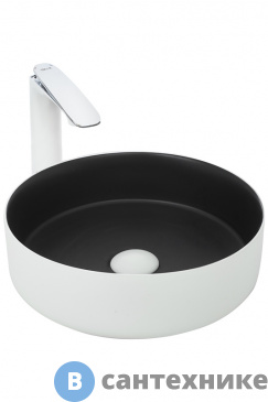 картинка Раковина WELTWASSER ELBACH M3134 WB накладная (белая чёрная) /355х355х120/