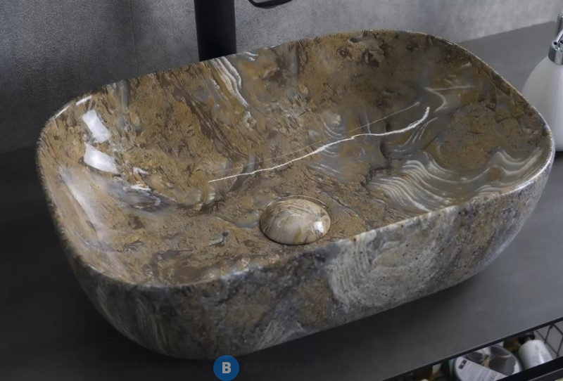 Раковина накладная GID-ceramic Mnc333T под камень глянцевый (460х325х135)