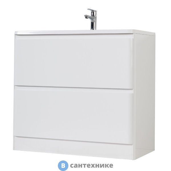 Тумба под раковину BelBagno ALBANO напольная с двумя выкатными ящиками, Bianco Lucido, 1200x450x810 (ALBANO-1200-2C-PIA-BL)