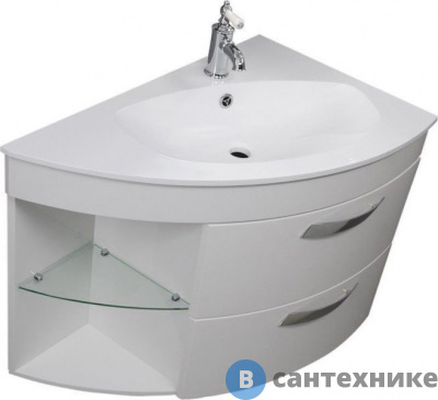 картинка Тумба под раковину De Aqua Трио 89 Люкс R бел. + свет. (Grass) (197202)