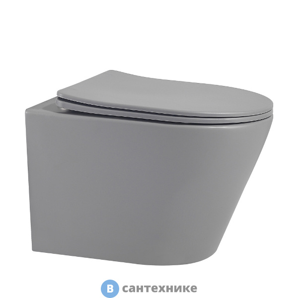 Унитаз подвесной ABBER Bequem AC1102MG серый матовый, безободковый, с сиденьем