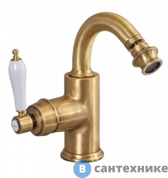 картинка Смеситель Cezares APHRODITE-BS2-02-Bi для биде с донным клапаном, бронза, ручки белые