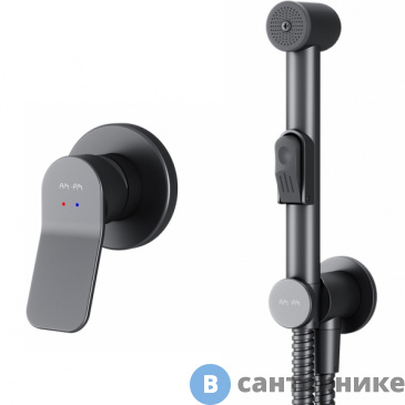 картинка Гигиенический набор AM.PM X-Joy F40H85A22 для скрытого монтажа со смесителем для душа, чёрный
