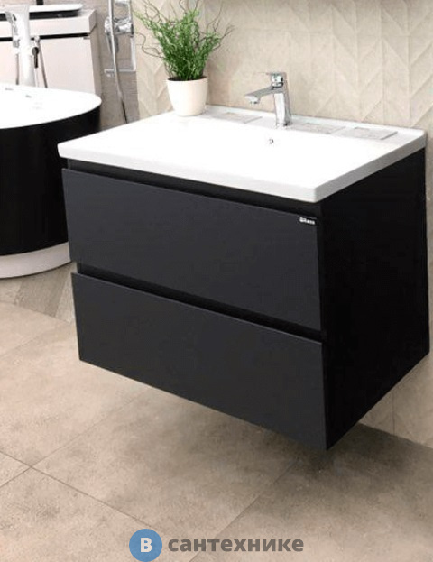 Основной шкаф ORANS BC-4023-800, раковина, цвет: чёрный MFC059/MDF PU022 (800x480x570)