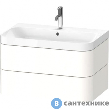 картинка Тумба с умывальником Duravit Happy D.2 Plus подвесная 775х490х468 мм, с 1 отв под смесит, 2 ящика, белый глянцевый (HP4347O2222)