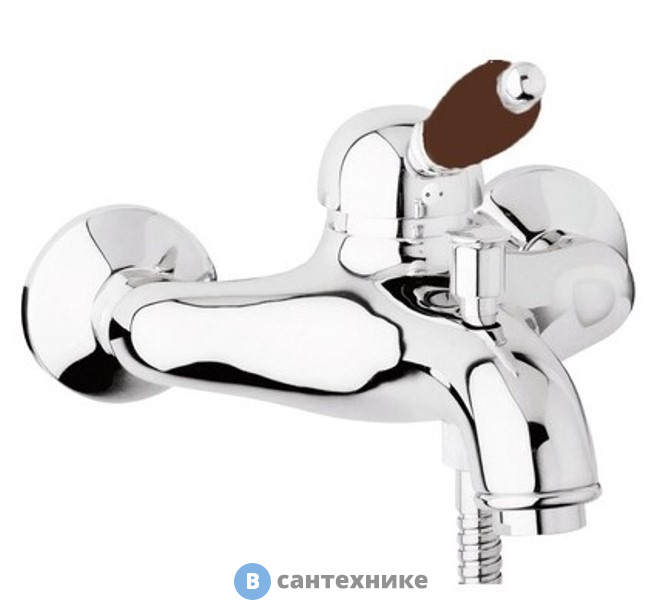 Смеситель Cezares ELITE-VM-01-Nc для ванны и душа однорычажный, хром, ручка орех