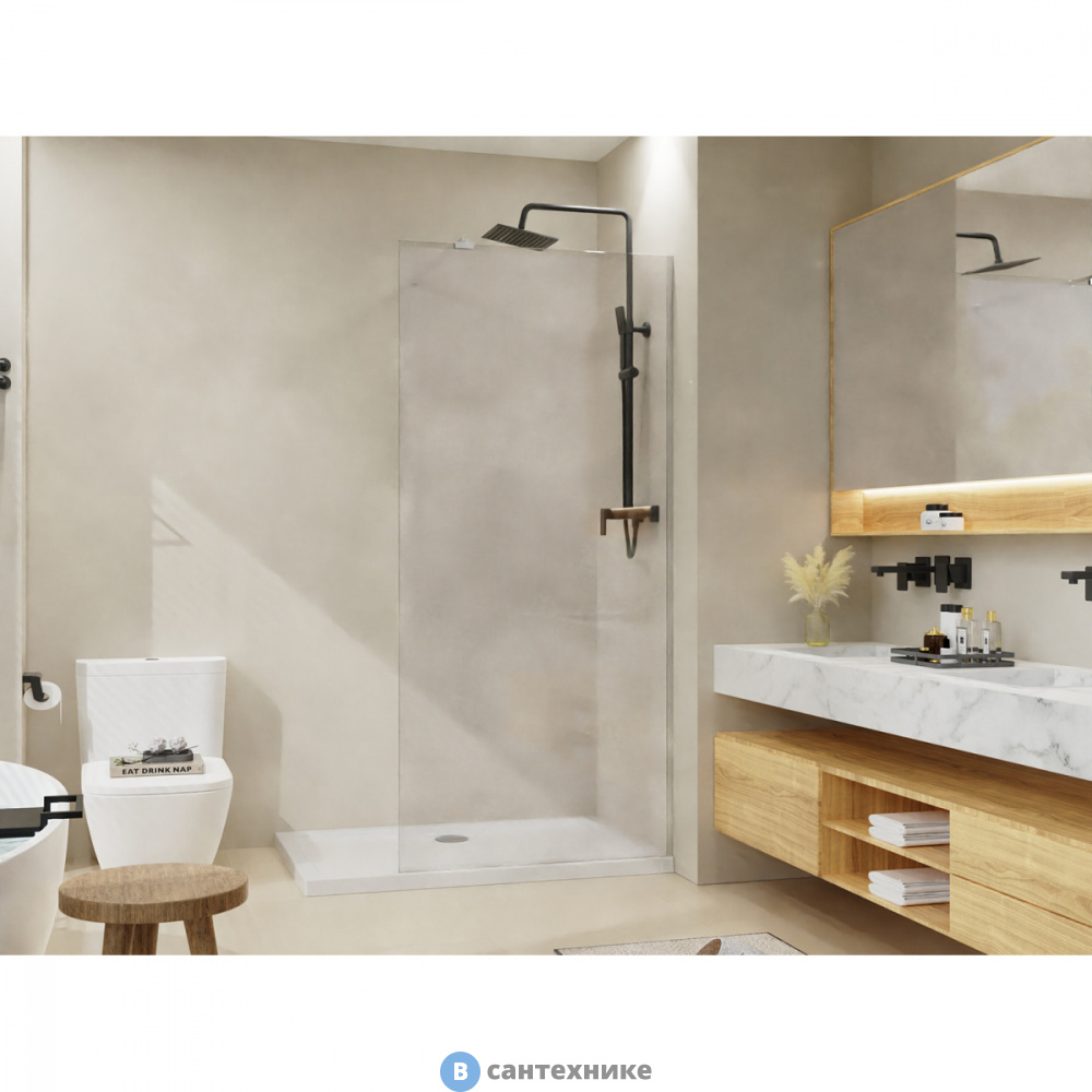 Душевая перегородка Azario 120x195-CH-CL Walk-in, стекло 8 мм, профиль хром (AZ-251-120-CH-CL)