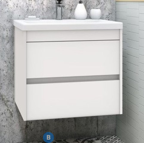 Тумба под раковину Art & MAX FAMILY Family-580-2C-SO-BL подвесная с двумя выкатными ящиками, Bianco Lucido, 580x480x550