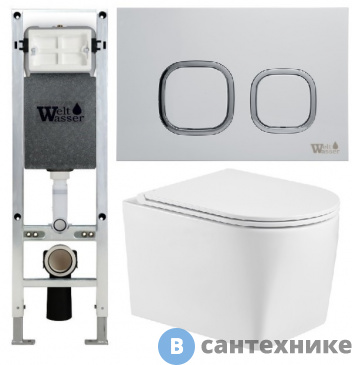 картинка Унитаз с инсталляцией WELTWASSER и кнопкой смыва (AMBERG 350 ST + NESENBACH 004 GL-WT + AMBERG RD-WT)