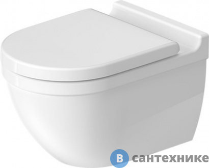 картинка Унитаз подвесной Duravit Starck 3 Rimless ссиденьем с мягним закрыванием (45270900A1 (252709+006389))