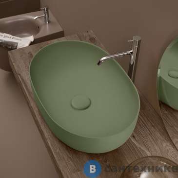 картинка Раковина Kerasan Nolita накладная 60х40 см, без отв. под смеситель, Verde (534311*0)