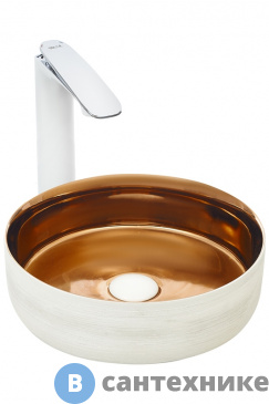 картинка Раковина WELTWASSER ELBACH 3134 LSWG накладная (белая золотистая) /355х355х120/