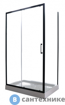 картинка Душевой уголок Cerutti GLORIA 120B (80x120x195) стекло прозрачное, профиль черный, без поддона