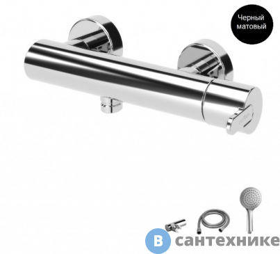 картинка Смеситель Cezares LEAF-D-NOP для душа однорычажный, чёрный матовый